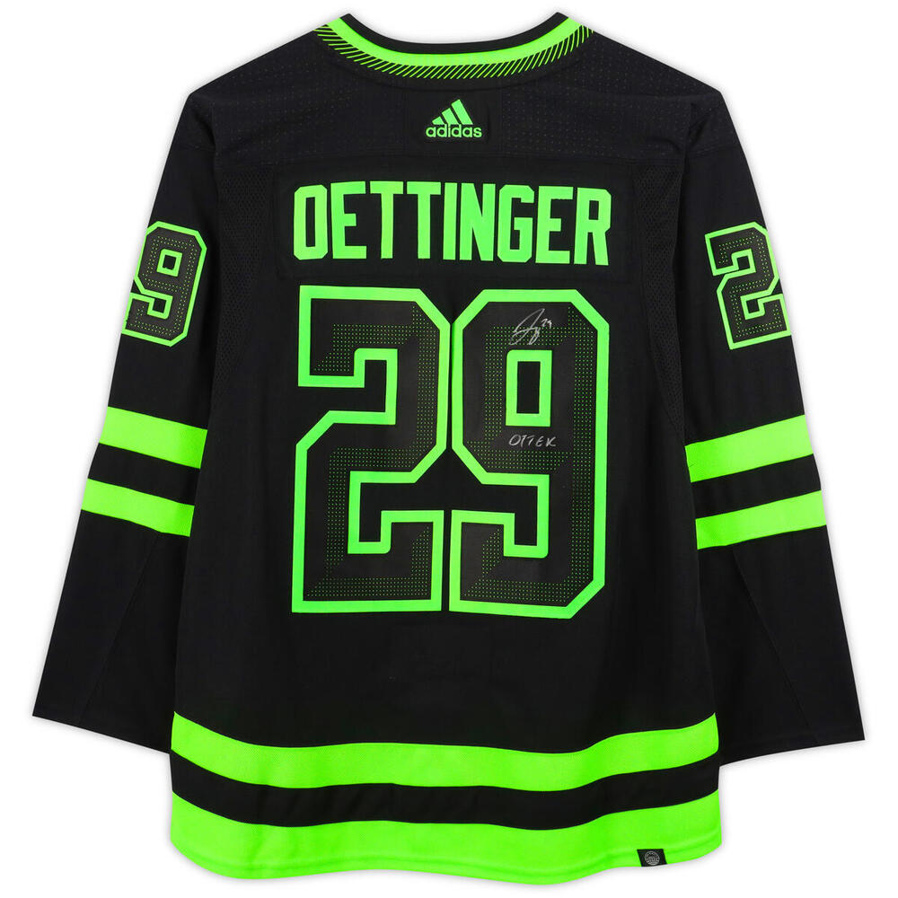 Jake Oettinger Dallas Stars Hand-Signed Black Alternate Adidas Authentic Jersey with "Otter" Inscription, And Fanatics COA
