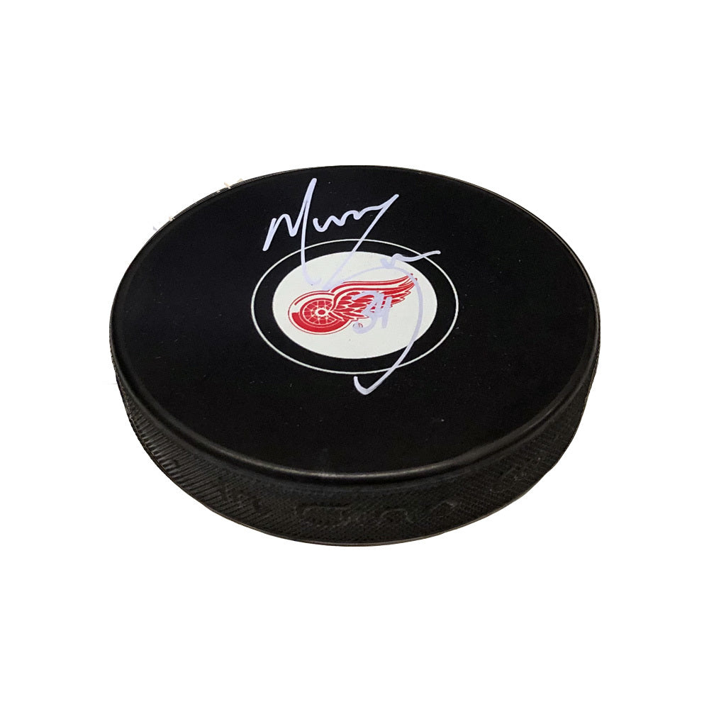 Manny Legace Hand-Signed Detroit Red Wings Puck, With COA