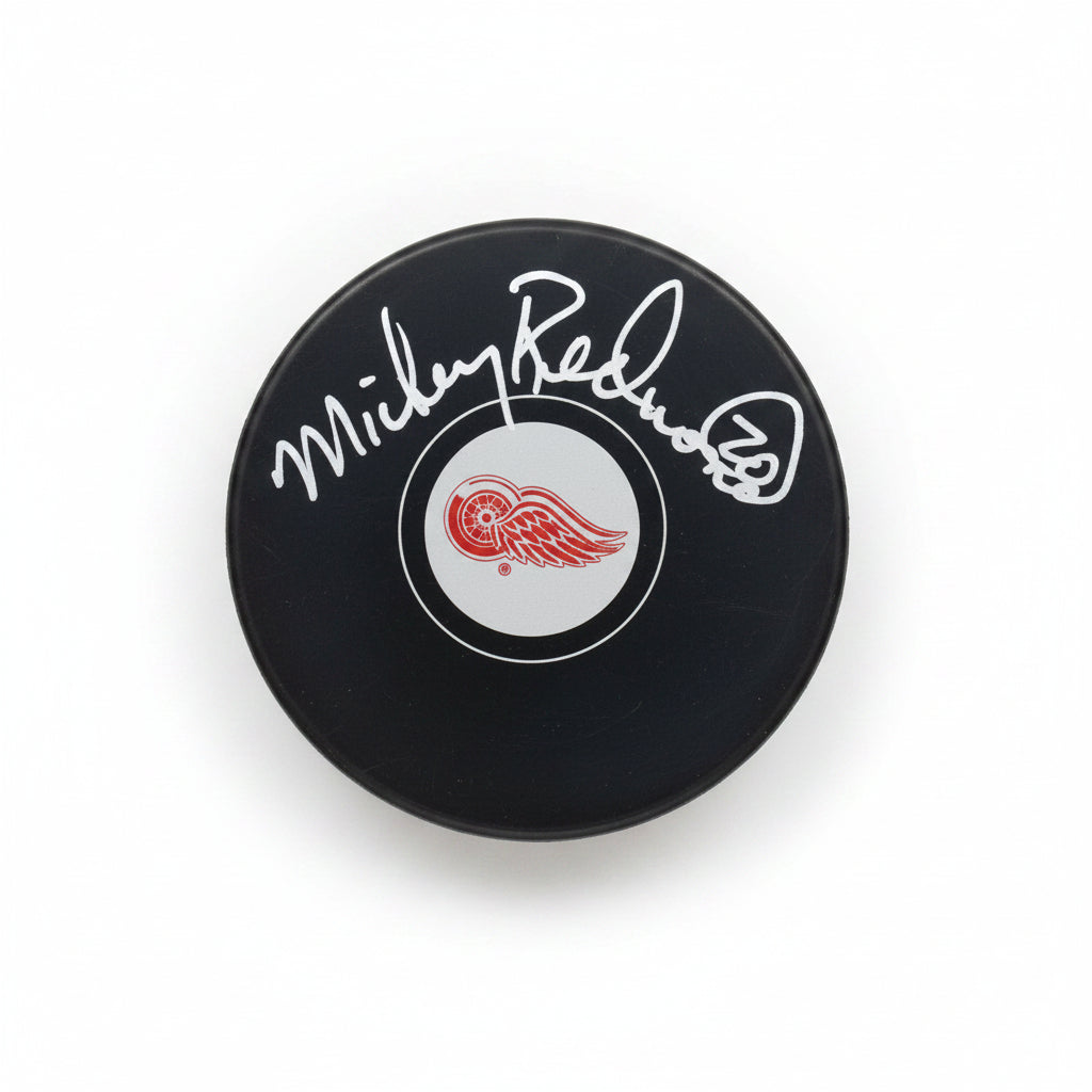 Mickey Redmond Autographed Detroit Red Wings Puck, With Beckett COA