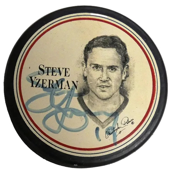 Steve Yzerman Autographed Detroit Red Wings Photo Puck, With Beckett COA