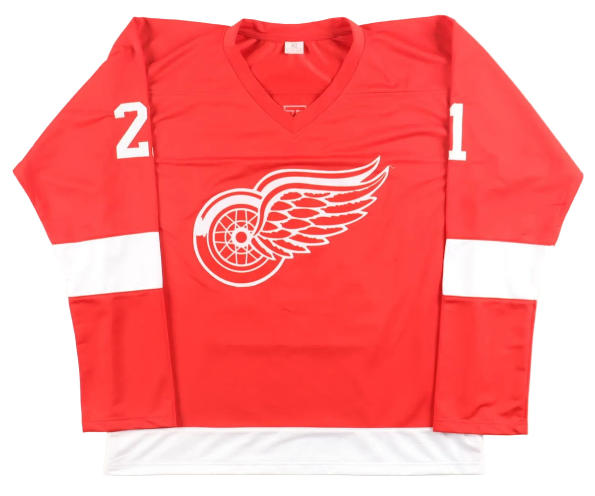 Adam Oates Autographed XL Custom Detroit Red Wings Jersey Inscribed "HOF 12", With JSA COA