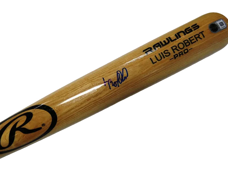 Autographed Luis Robert Full-Sized Rawlings Blonde Baseball Bat, With Beckett COA