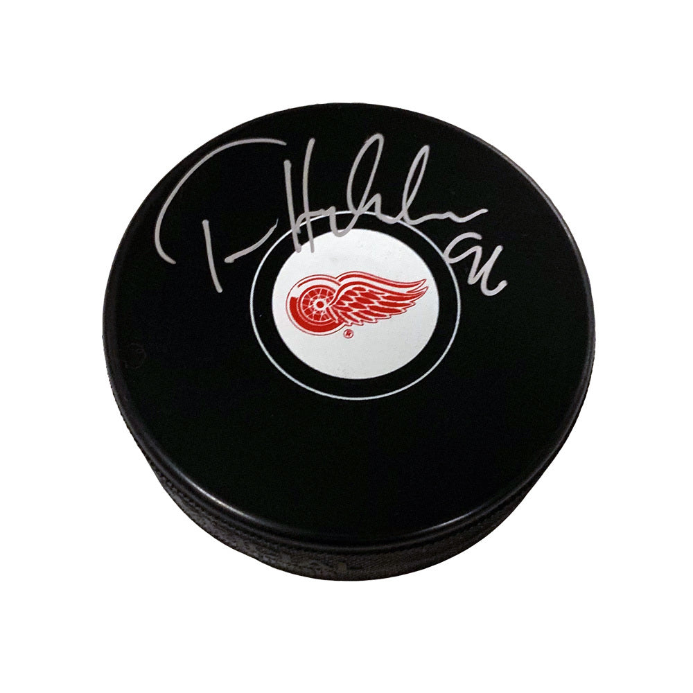 Tomas Holmstrom Autographed Detroit Red Wings Puck, With COA