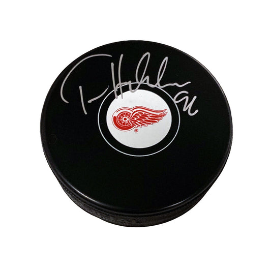 Tomas Holmstrom Autographed Detroit Red Wings Puck, With COA