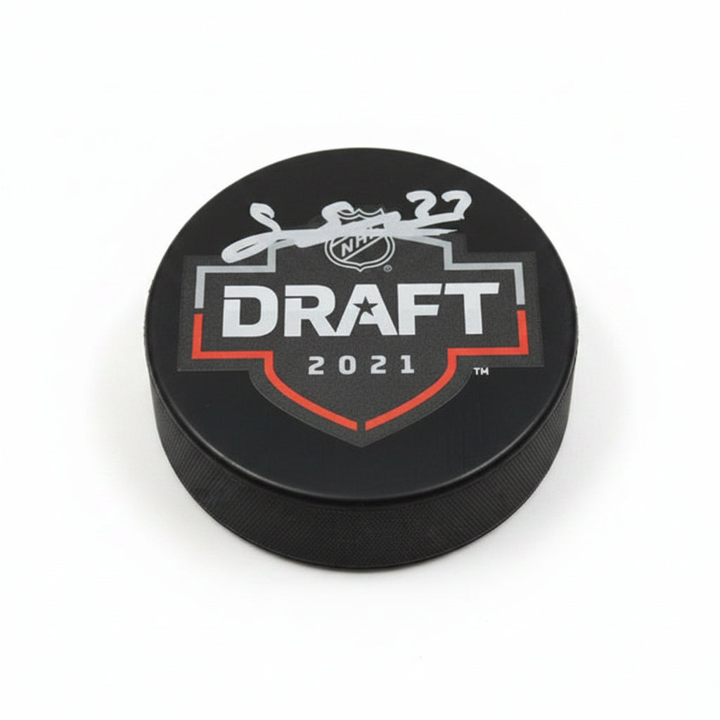 Simon Edvinsson Autographed 2021 Draft Puck, With Fanatics COA