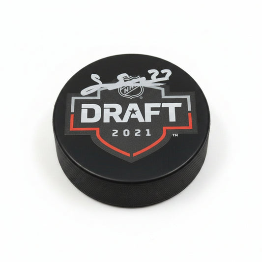 Simon Edvinsson Autographed 2021 Draft Puck, With Fanatics COA