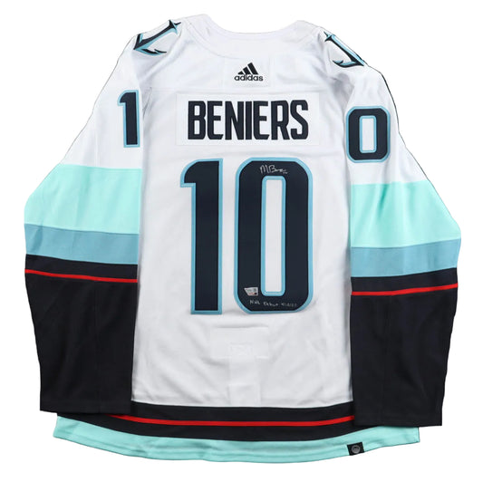 Matty Beniers Hand-Signed Seattle Kraken Adidas Authentic Jersey, w/"NHL Debut 4/12/22" And Fanatics COA