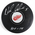 Nicklas Lidstrom Autographed Detroit Red Wings Puck, With HOF 15 And Beckett COA