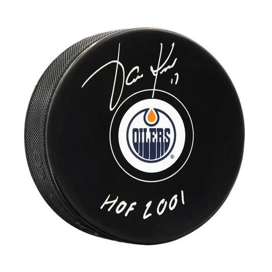 Jari Kurri Autographed Edmonton Oilers Puck w/ HOF 2001 And COA
