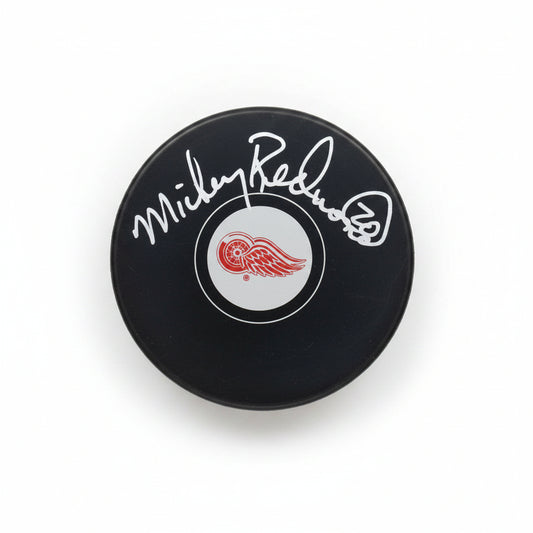 Mickey Redmond Autographed Detroit Red Wings Puck, With Beckett COA