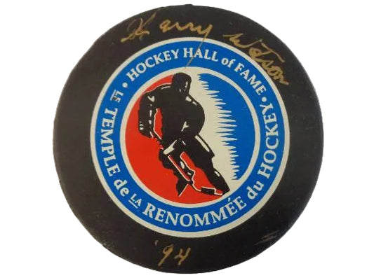 Harry Watson Hand-Signed Hall Of Fame Puck In Gold Ink, With COA