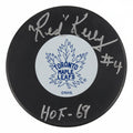 Red Kelly Hand-Signed Toronto Maple Leafs Vintage Logo Puck, w/ HOF 69 And COA