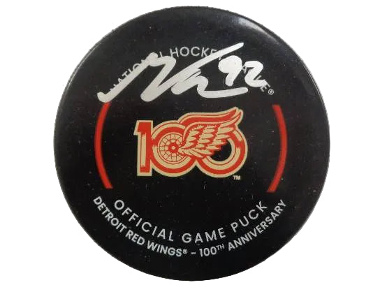 Marco Kasper Autographed Detroit Red Wings Centennial Official Game Puck, With Beckett COA