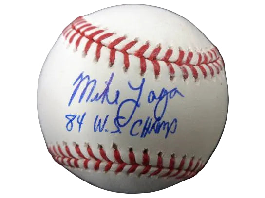 Mike Laga Hand-Signed Detroit Tigers Baseball w/ 84 WSC And COA