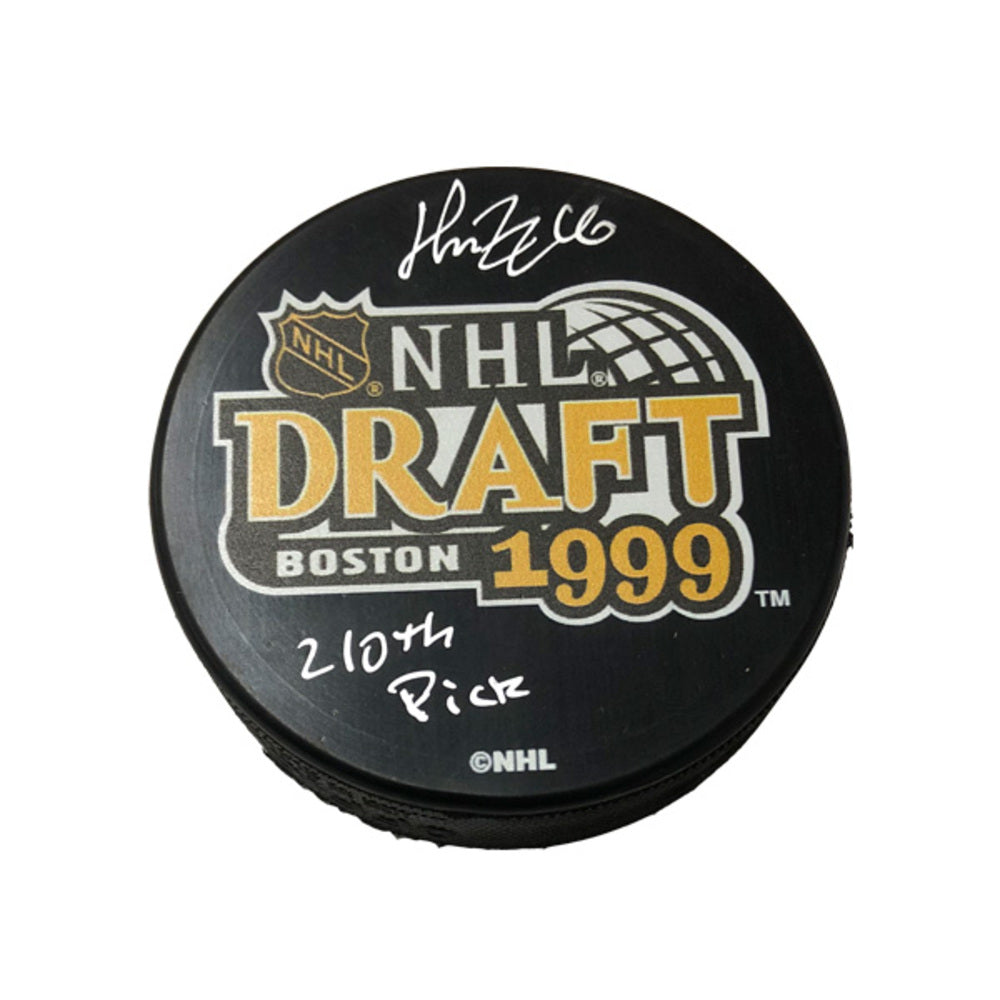 Henrik Zetterberg Hand-Signed 1999 NHL Draft Puck W/ 210th Pick And COA