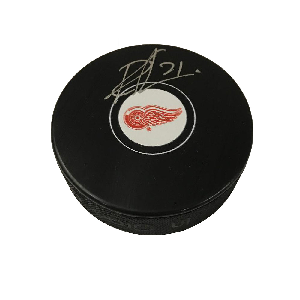 Dennis Cholowski Hand-Signed Detroit Red Wings Puck, With COA