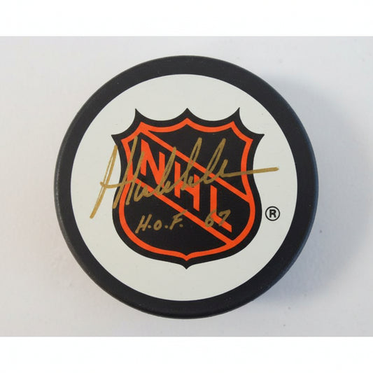 Red Storey Autographed NHL Logo Puck, With HOF 67 And COA