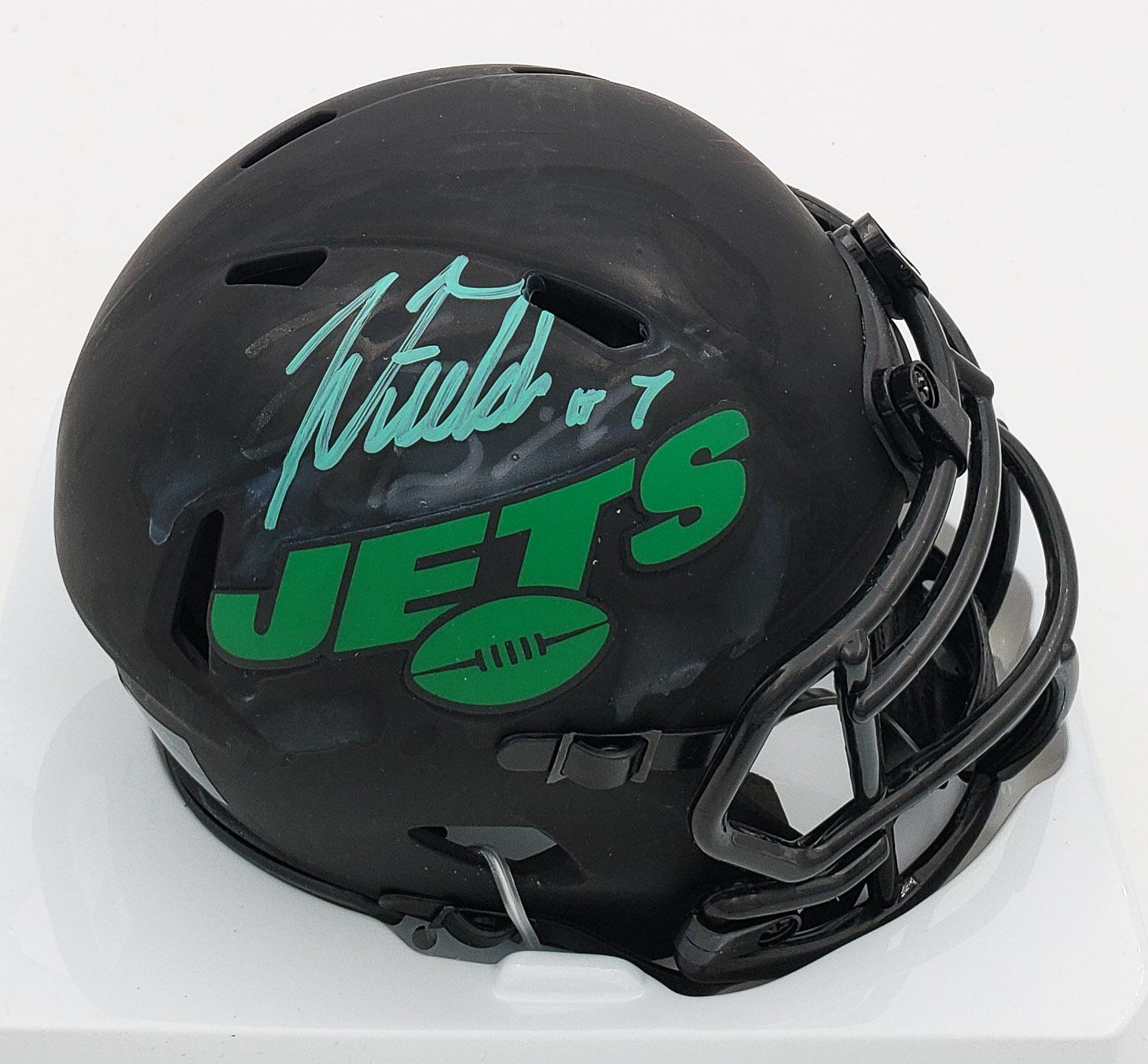 Justin Fields Hand-Signed New York Jets Eclipse Alternate Speed Mini Helmet, With Beckett COA