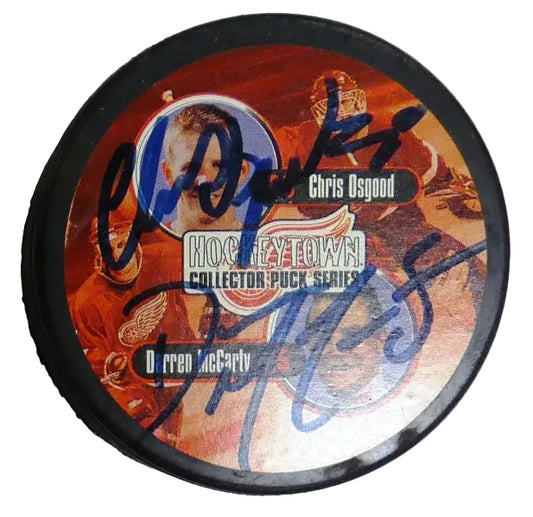 Chris Osgood & Darren McCarty Autographed Detroit Red Wings Collectors Series Puck, With Beckett COA