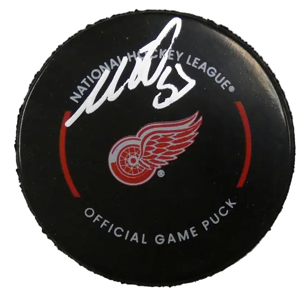 Moritz Seider Autographed Detroit Red Wings Official Game Puck, With Fanatics COA