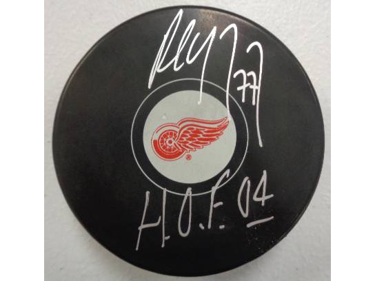 Paul Coffey Hand-Signed Detroit Red Wings Puck, w/ HOF 04 And COA