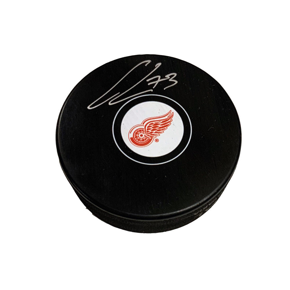 Adam Erne Hand-Signed Detroit Red Wings Puck, With COA