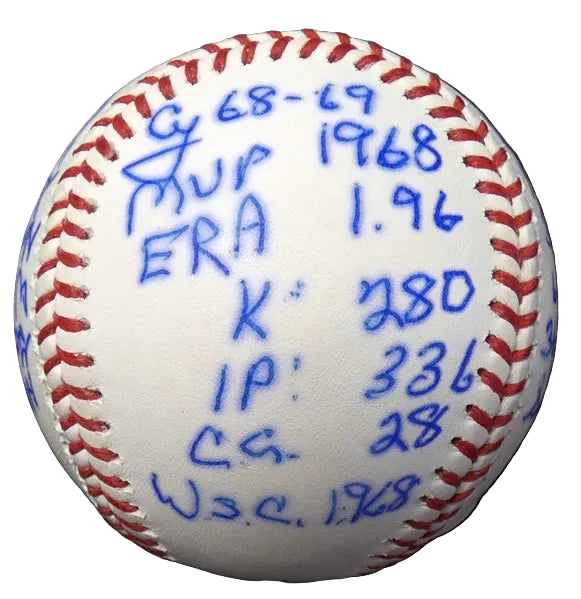 Denny McLain Autographed Stats Baseball, With Beckett COA