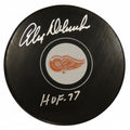Alex Delvecchio, Three-Time Stanley Cup Champion Legend, Autographed Puck With HOF-77, And Beckett Authentication