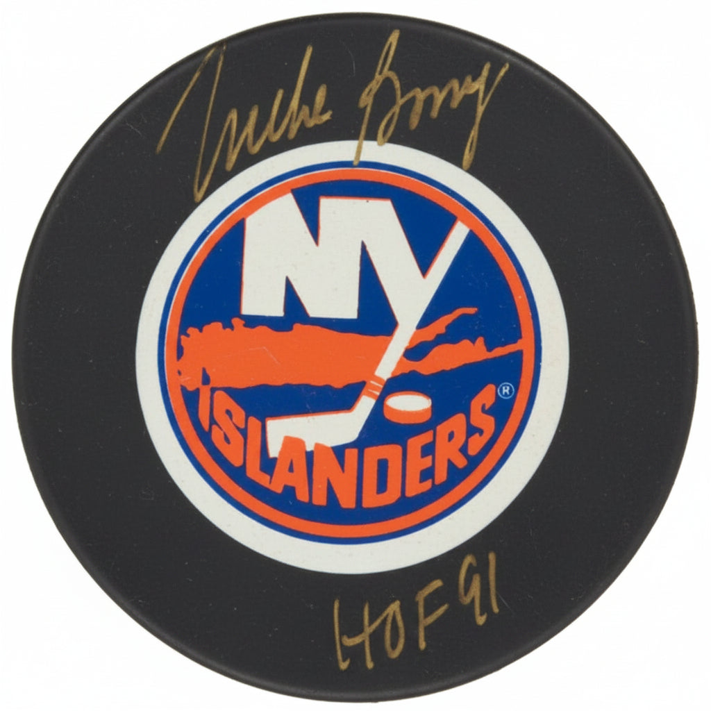 Mike Bossy Hand-Signed New York Islanders Puck, With "HOF 91" Inscription, And COA