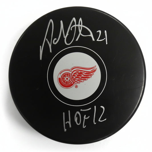 Adam Oates Autographed Detroit Red Wings Puck With HOF ’12, And Beckett COA