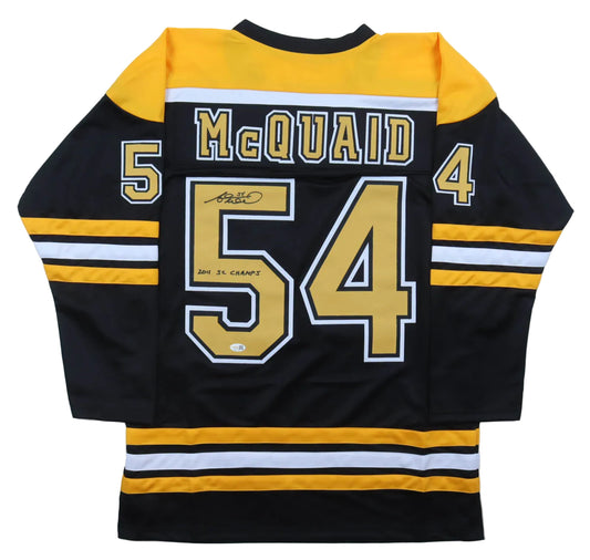 Adam McQuaid Hand-Signed XL Custom Boston Bruins Jersey Inscribed "2011 SC Champs", With JSA COA