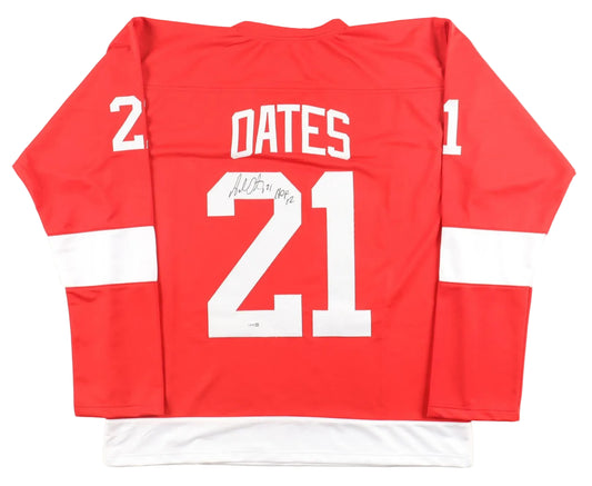 Adam Oates Autographed XL Custom Detroit Red Wings Jersey Inscribed "HOF 12", With JSA COA