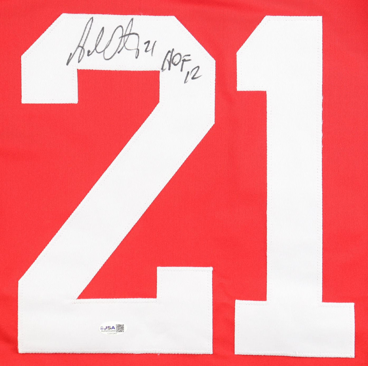 Adam Oates Autographed XL Custom Detroit Red Wings Jersey Inscribed "HOF 12", With JSA COA
