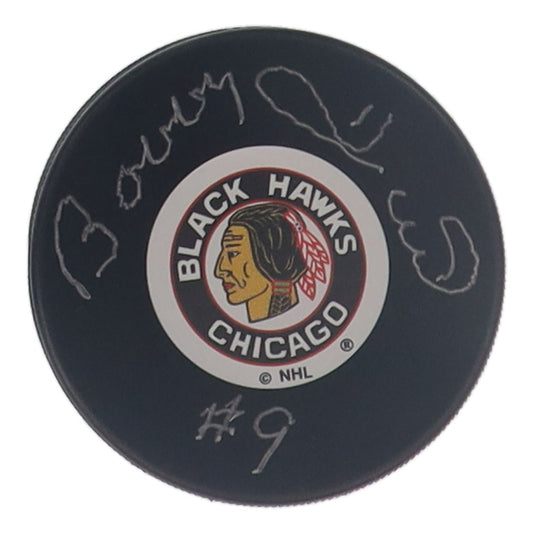Bobby Hull Hand-Signed Chicago Blackhawks Old Logo Puck, With COJO COA