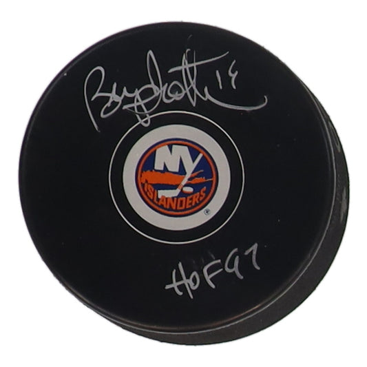 Bryan Trottier Hand-Signed New York Islanders Puck Inscribed "HOF 97", With COJO COA