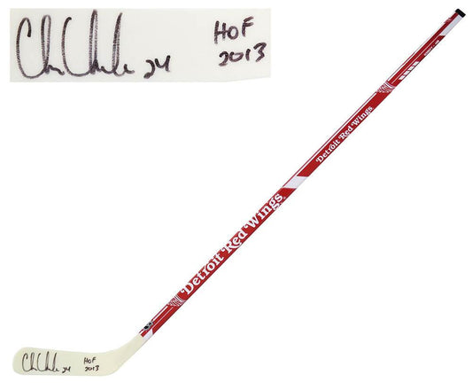 Chris Chelios Hand-Signed Detroit Red Wings Stick, With "HOF 2013" And Schwartz COA