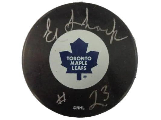 Eddie Shack Autographed Toronto Maple Leafs Puck, With COA