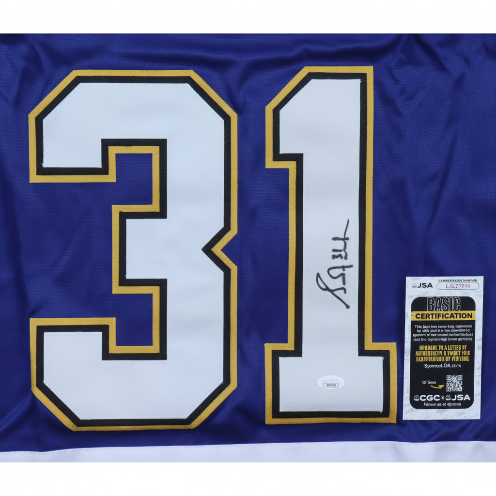 Grant Fuhr Autographed St. Louis Blues Custom Jersey, With COA
