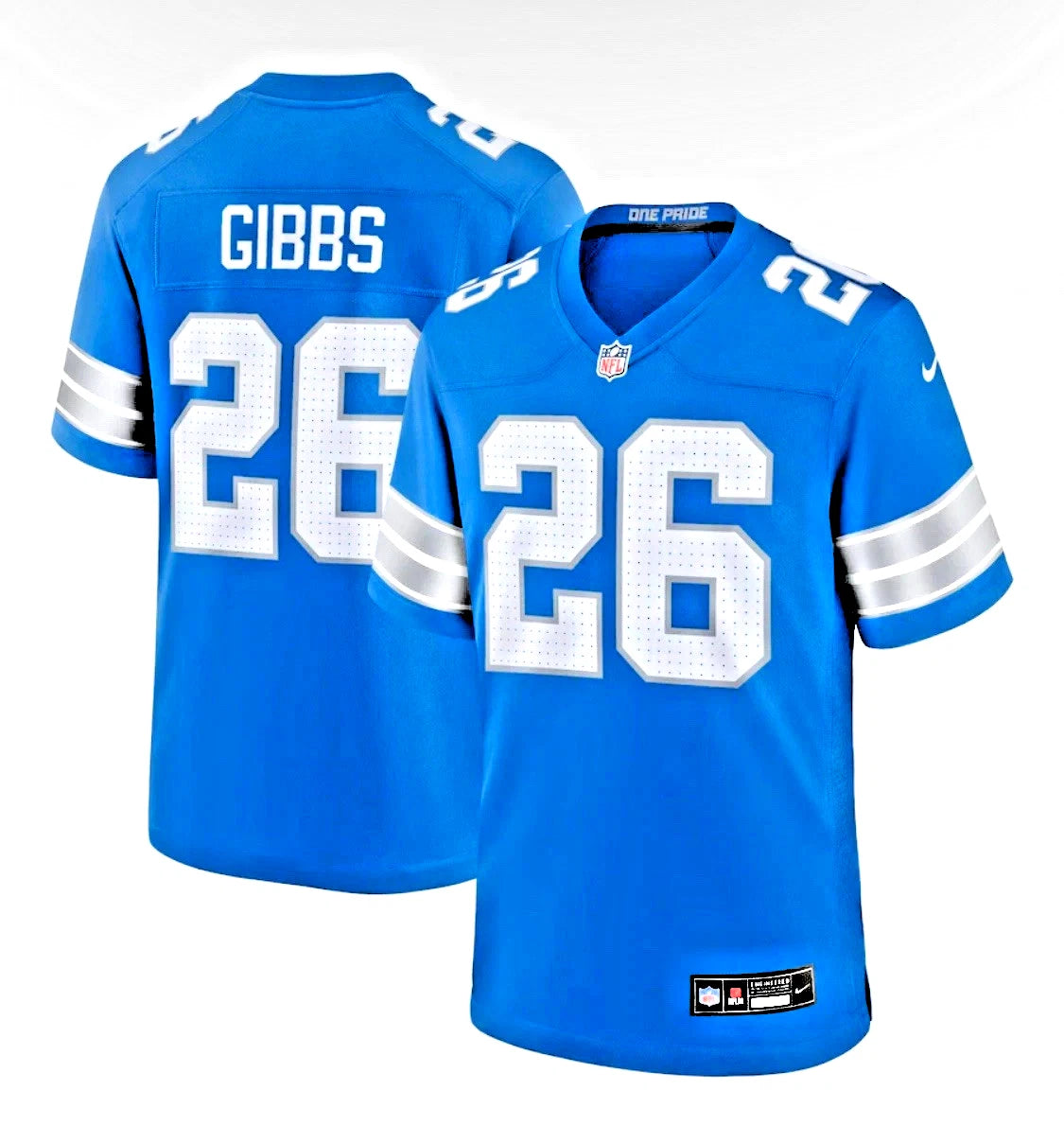 Jahmyr Gibbs Number 26 Official NFL Detroit Lions Nike Jersey, Size XXXL