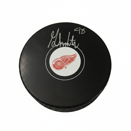 Givani Smith Autographed Detroit Red Wings Puck, With COA