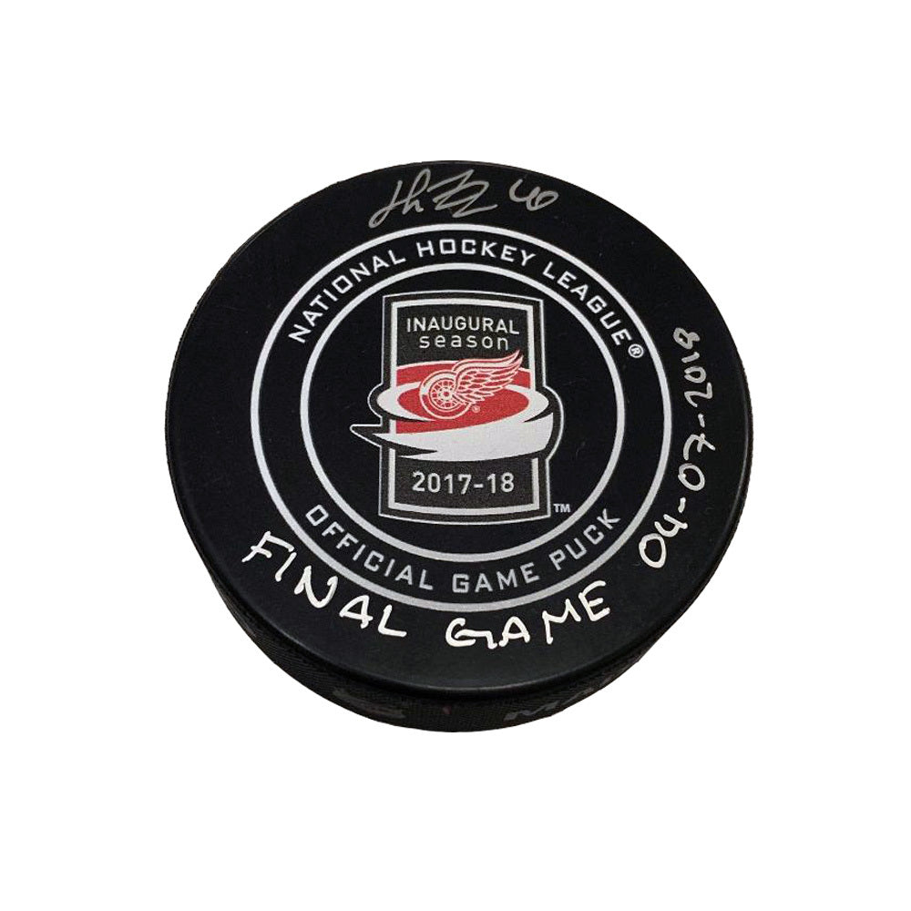 Henrik Zetterberg Autographed Official Game Puck With "Final Game 04-07-2018" Inscription