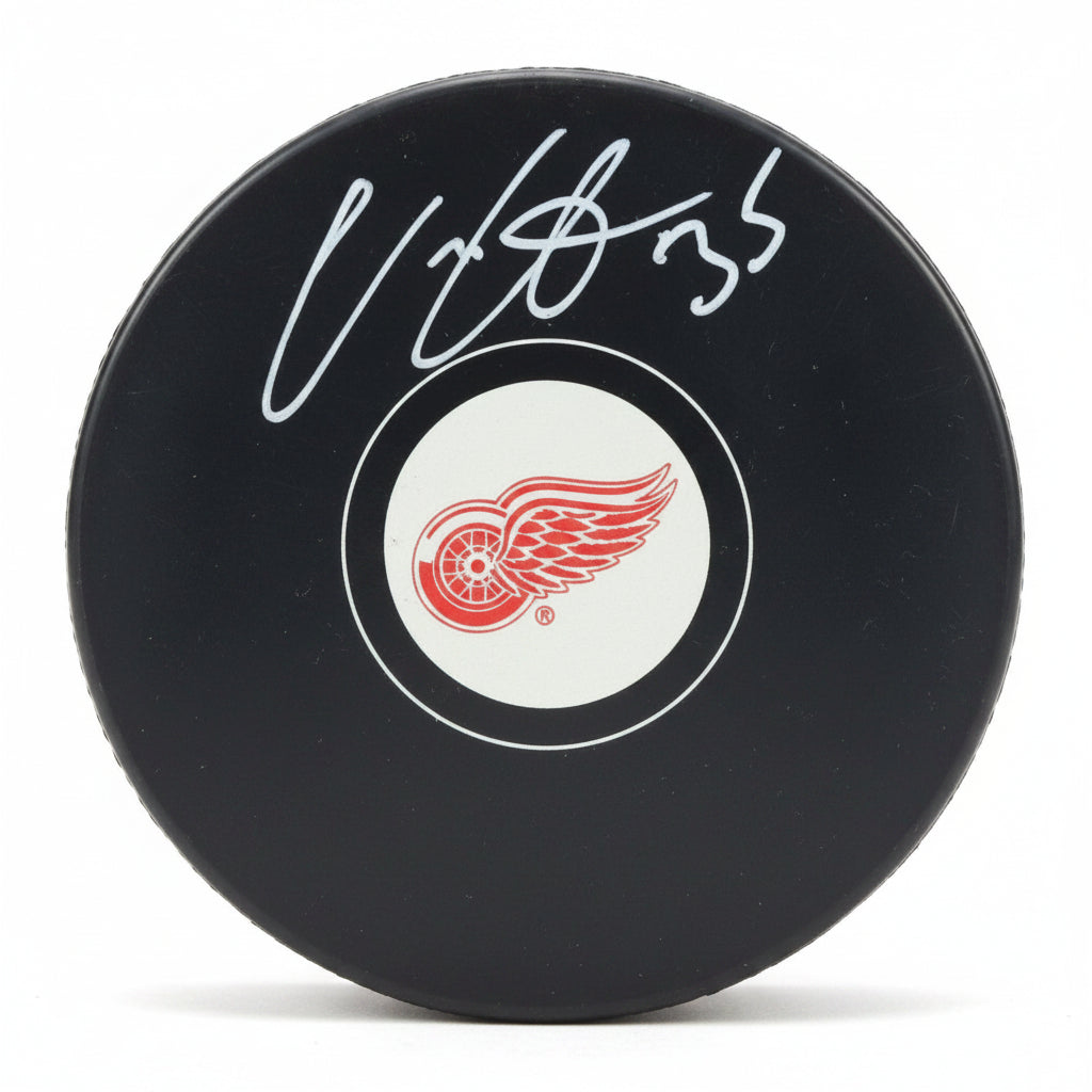 Ville Husso Autographed Detroit Red Wings Puck, With COA