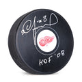 Igor Larionov Hand-Signed Detroit Red Wings Puck, With "HOF 08" Inscription And COA