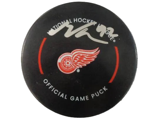 Marco Kasper Hand-Signed Detroit Red Wings Official Game Puck, With Beckett COA