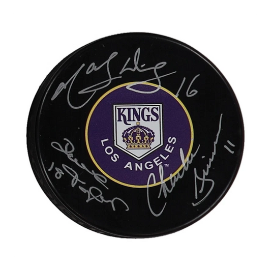 LA Kings Autographed Triple Crown Line Puck, With COJO COA
