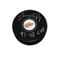 Larry Murphy, Four-Time Stanley Cup Champion, Autographed Puck With "97-98 Cup" Inscription