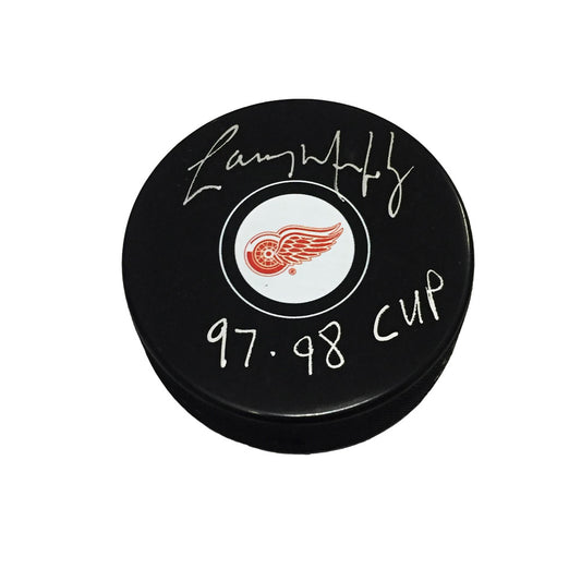 Larry Murphy Autographed Detroit Red Wings Puck With "97-98 Cup" Inscription And COA