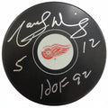 Marcel Dionne Autographed Detroit Red Wings Puck, With Jersey #'s 5 And 12, And COA