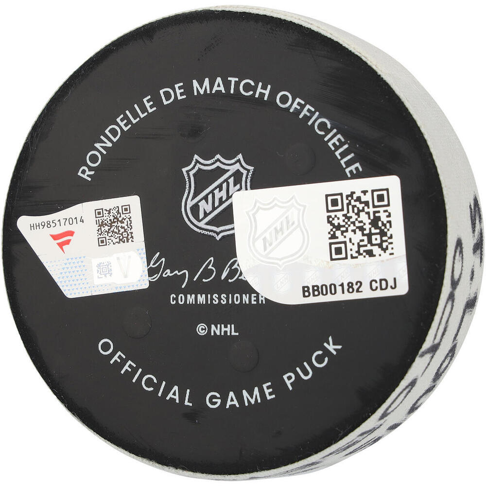 Simon Edvinsson Game Used Detroit Red Wings Puck, With Multiple Inscriptions And COA