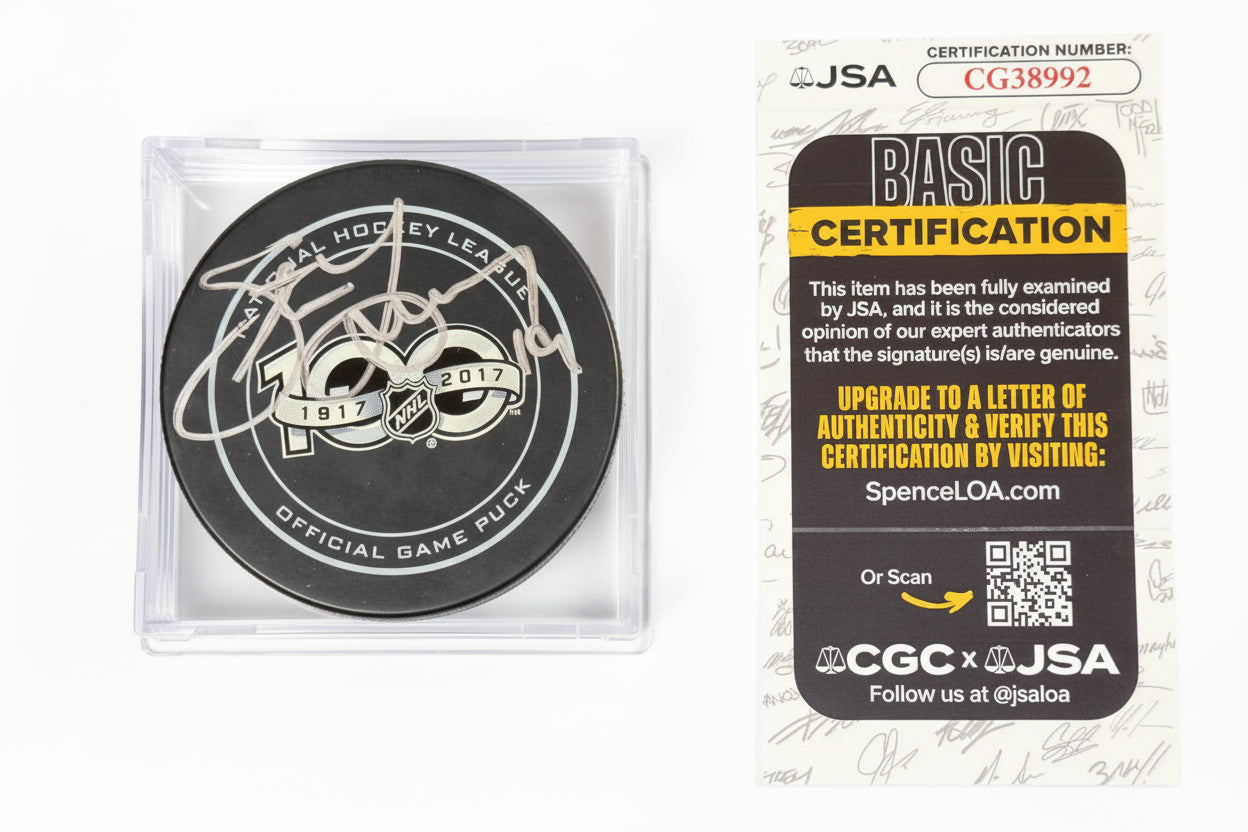 Steve Yzerman Autographed  NHL Centennial Official Game Puck
